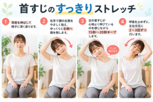 めまい対策に首すじのセルフストレッチ
